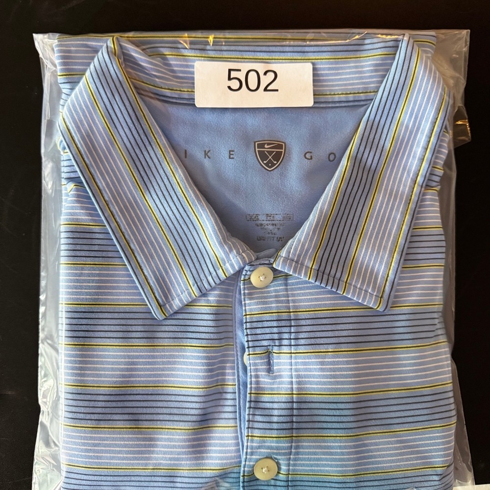 Nike Golf Mens XL Dri-FIT UV Striped Polo Shirt Blue Yellow Black RN 56323 - Picture 8 of 8